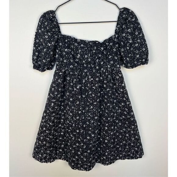 Maeve Anthropologie Lillianne Floral Mini Dress eyelet lace smocked size 0 - Picture 3 of 13